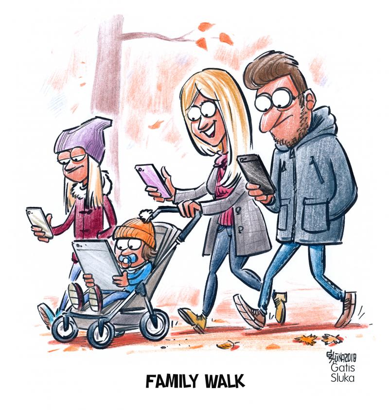 Family Walk Cartoon Movement