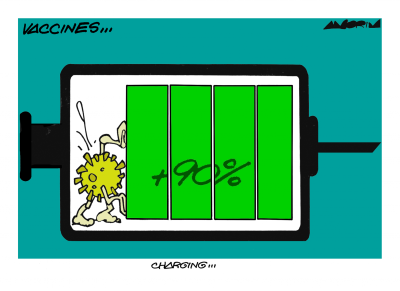 Cartoon about the coronavirus vaccine