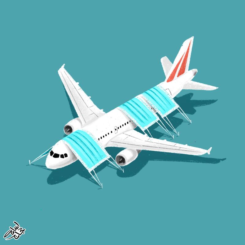 face mask and airplane